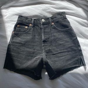 High rise straight cut split shorts